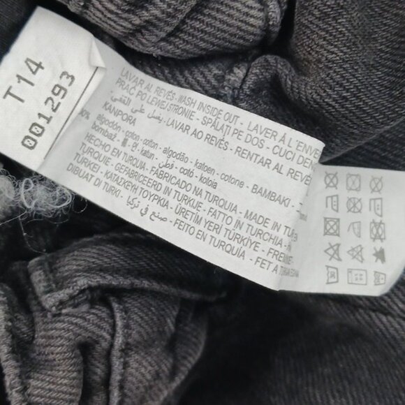 ZARA Paperbag Waist Jeans Womens Size 4 Black High Rise Tapered Button Fly - Picture 8 of 8